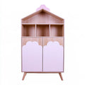 Aparador con forma de casa y puertas curvas - rosa/beige