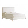 Cama con cabecero rectangular y base tapizada - beige
