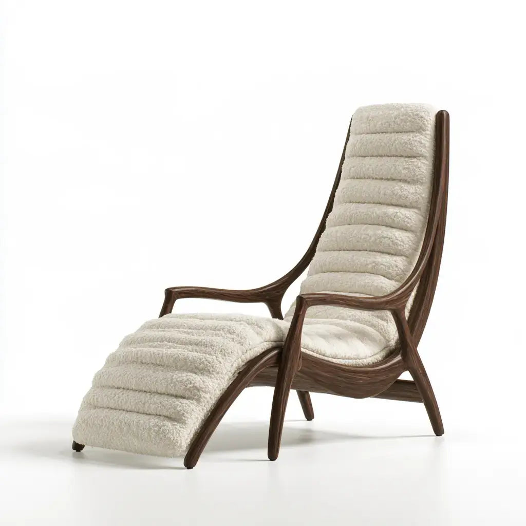 Sillón con respaldo alto y asiento alargado - beige/marrón