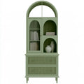 Vitrina con remate arqueado y paneles de rejilla - verde
